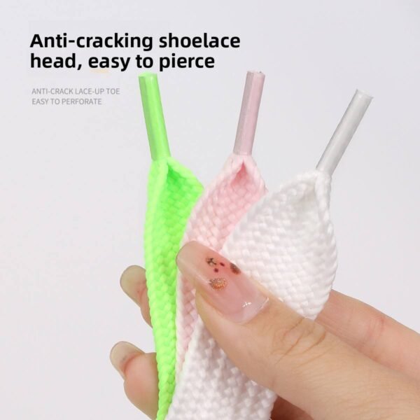 Open Smile Colorful Braided Shoelaces 2.2cm Flat for White Sports Shoes Casual Sneakers Wide Shoelaces