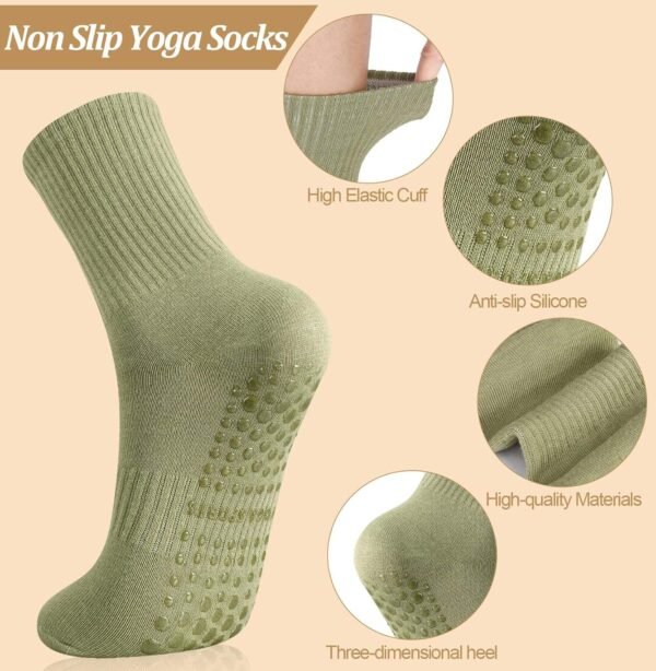 Autumn Knitted Anti-Bacterial Pilates Socks Grip Women Non-Slip Yoga Dance Athletic Crew Spandex