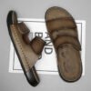 New Top Genuine Leather Men's Slide Sandals Summer Classic Fashion Luxury Design Handmade Slipper Dubai Hot Sale Low Price Brand