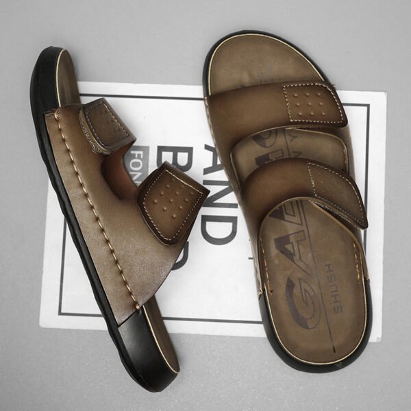 New Top Genuine Leather Men's Slide Sandals Summer Classic Fashion Luxury Design Handmade Slipper Dubai Hot Sale Low Price Brand