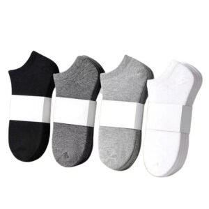 Black and White Gray Boat Socks Packaged Tube