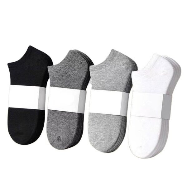 Black and White Gray Boat Socks Packaged Tube