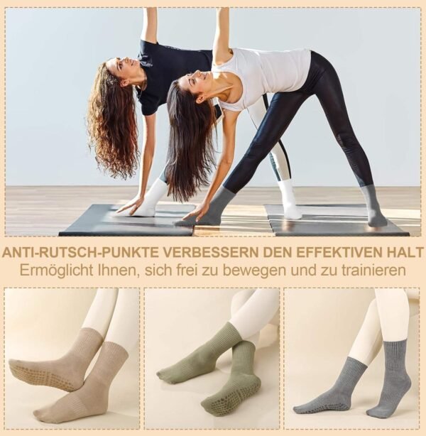 Autumn Knitted Anti-Bacterial Pilates Socks Grip Women Non-Slip Yoga Dance Athletic Crew Spandex