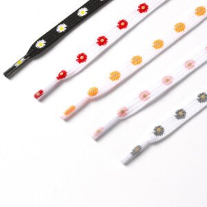 High Quality 8mm Daisy Print Flat Shoelaces Creative Colorful Polyester    ramdom colour