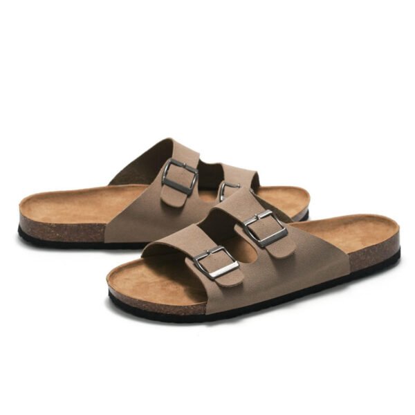 High Quality Unisex Double Buckle Strap Men and Women Summer Cork slippers Sole Flat Sandals