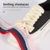 Open Smile Colorful Braided Shoelaces 2.2cm Flat for White Sports Shoes Casual Sneakers Wide Shoelaces